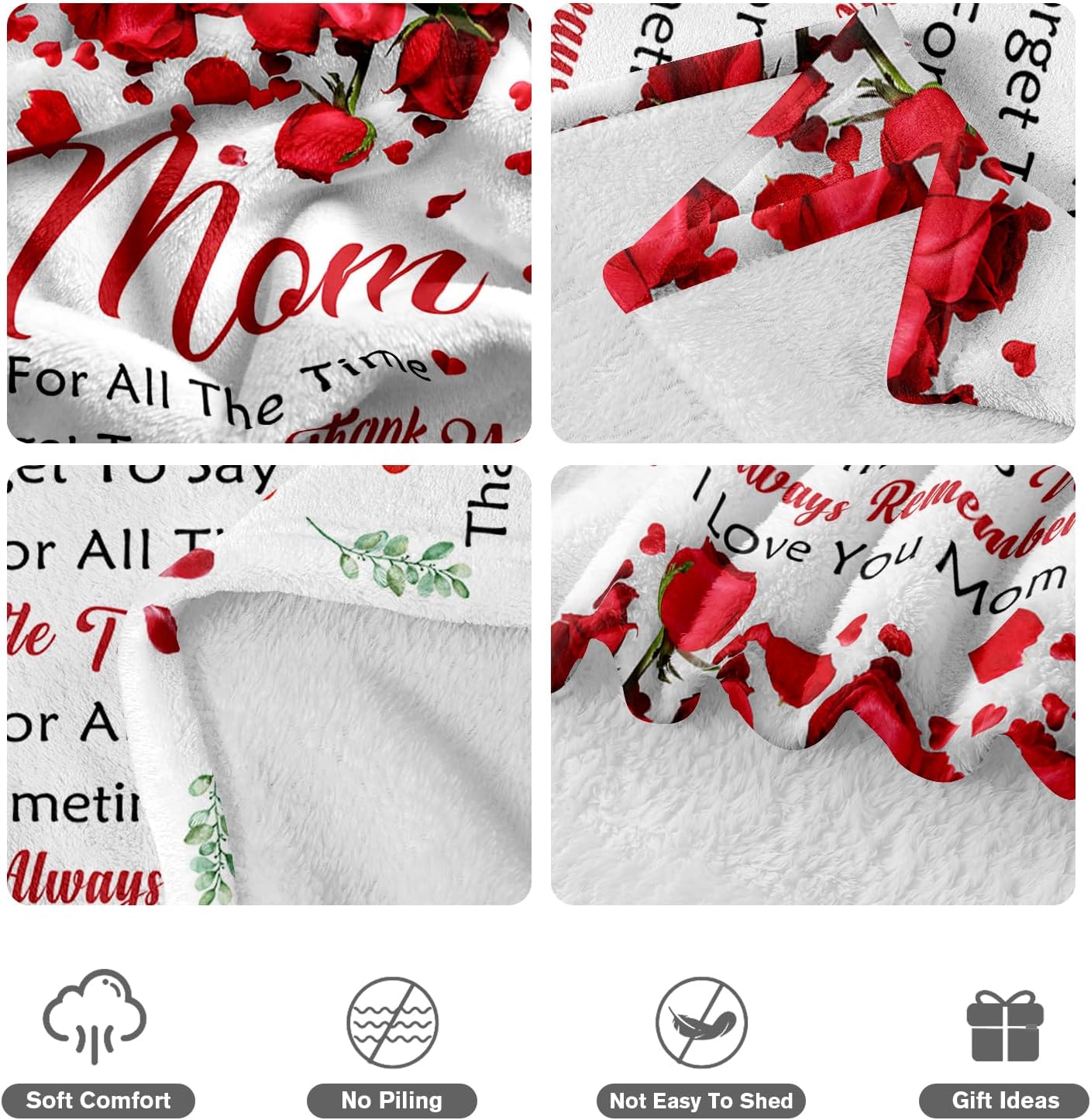 Valentines Day Gifts for Mom - Birthday Gifts for Mom from Daughter Son - I Love You Moms Blanket from Daughter Son - Mother Gift for Mothers Day - to My Mom's Blanket 50"x60" - Image 6