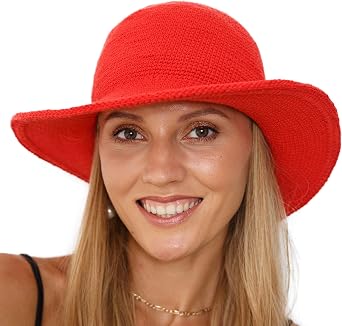 SHU-SHI Womens Sun Hats Wide Brim Cotton UV UPF Protection Boho Crochet Hat