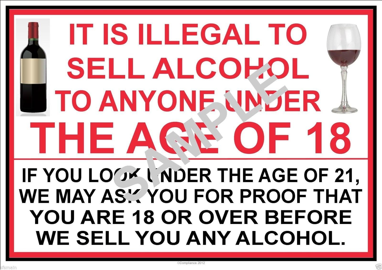 IT IS ILLEGAL TO SELL ALCOHOL TO ANYONE UNDER THE AGE OF 18 POSTER - A5 SIGN FOR BAR RESTAURANTS PUBS CLUBS