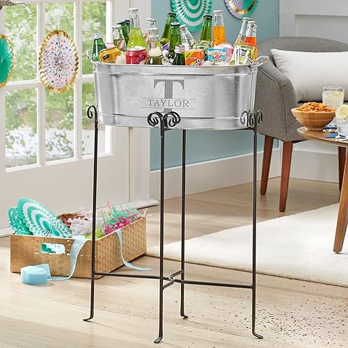 Miniatura 43 de Let's Make Memories Tina de bebidas personalizada – Fiesta de Navidad – Come, bebe y sé feliz – Metal – Grabado – 5.5 galones Be Merry