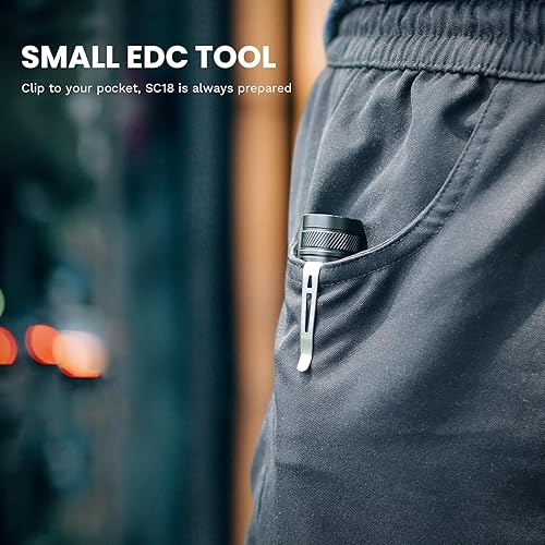 Miniatura 8 de 77outdoor Linterna recargable pequeña EDC, Sofirn SC18 1800 linterna de alto lúmenes, luz de bolsillo súper brillante con potente LED SST-40, puerto