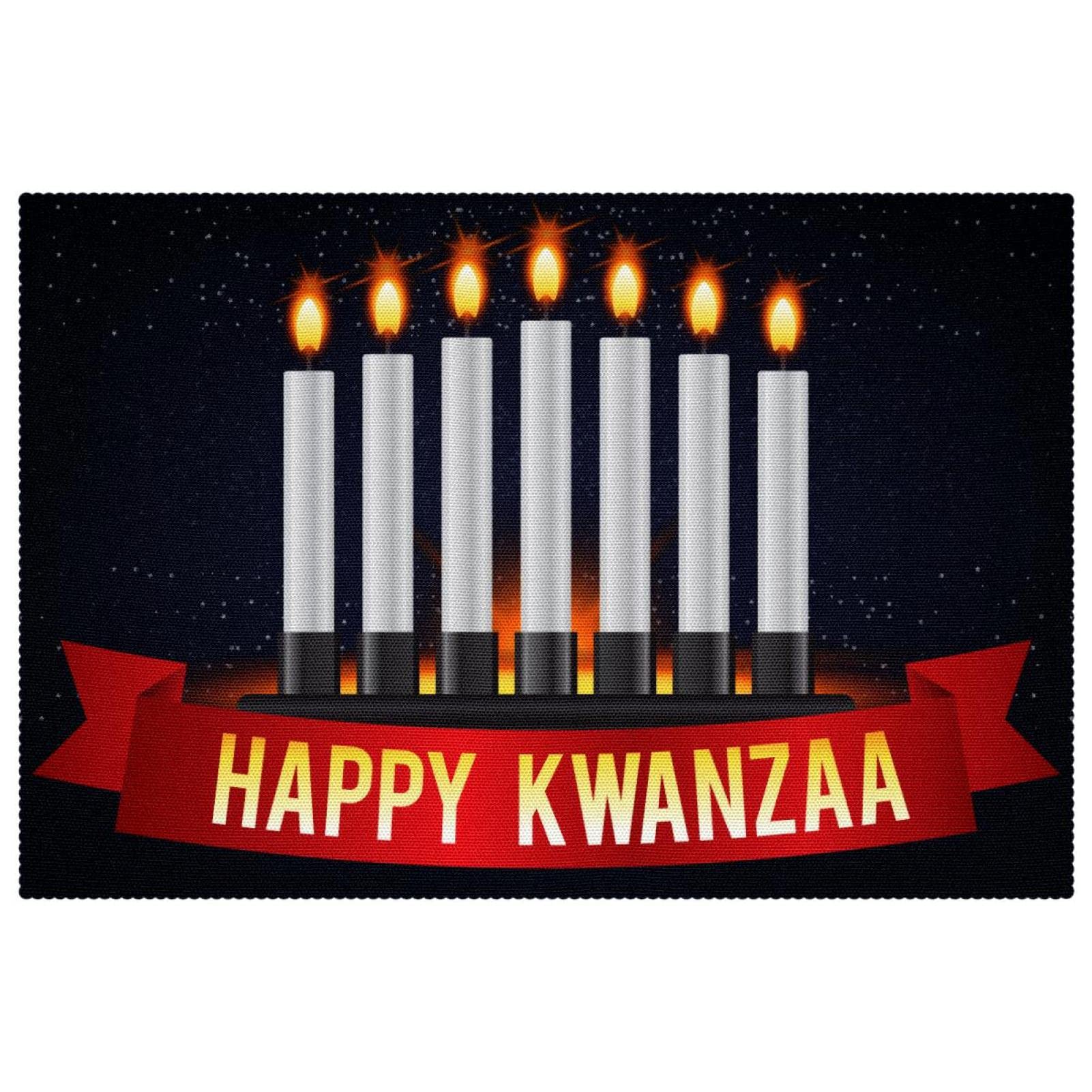 Set de table anti-tache Happy Kwanzaa en tissu lavable pour simplifier le nettoyage
