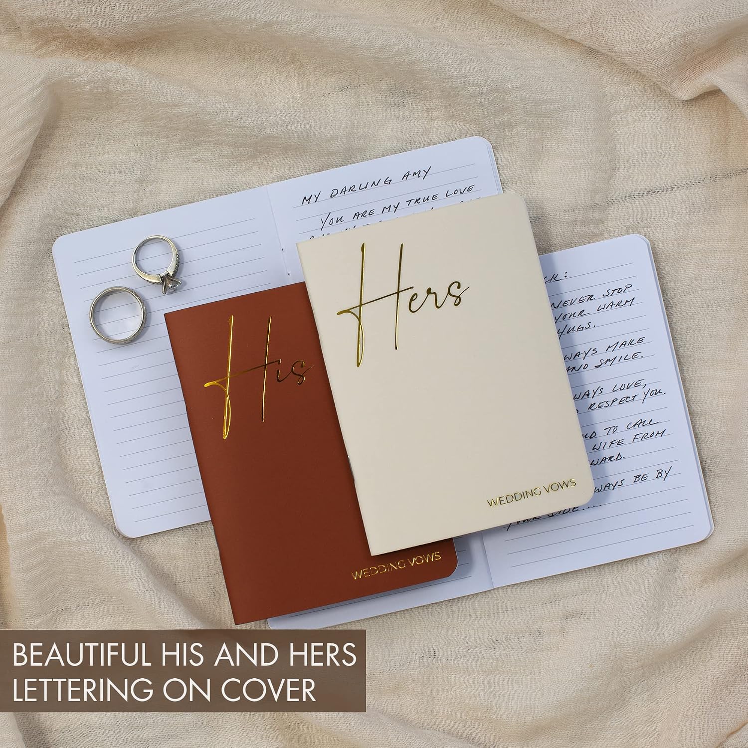 Beautiful Boho Wedding Planner Book Organizer and Vow Books With Gold Foil Lettering For Your Wedding Bundle - The Perfect Engagment Gift and Addition For the Wedding Day