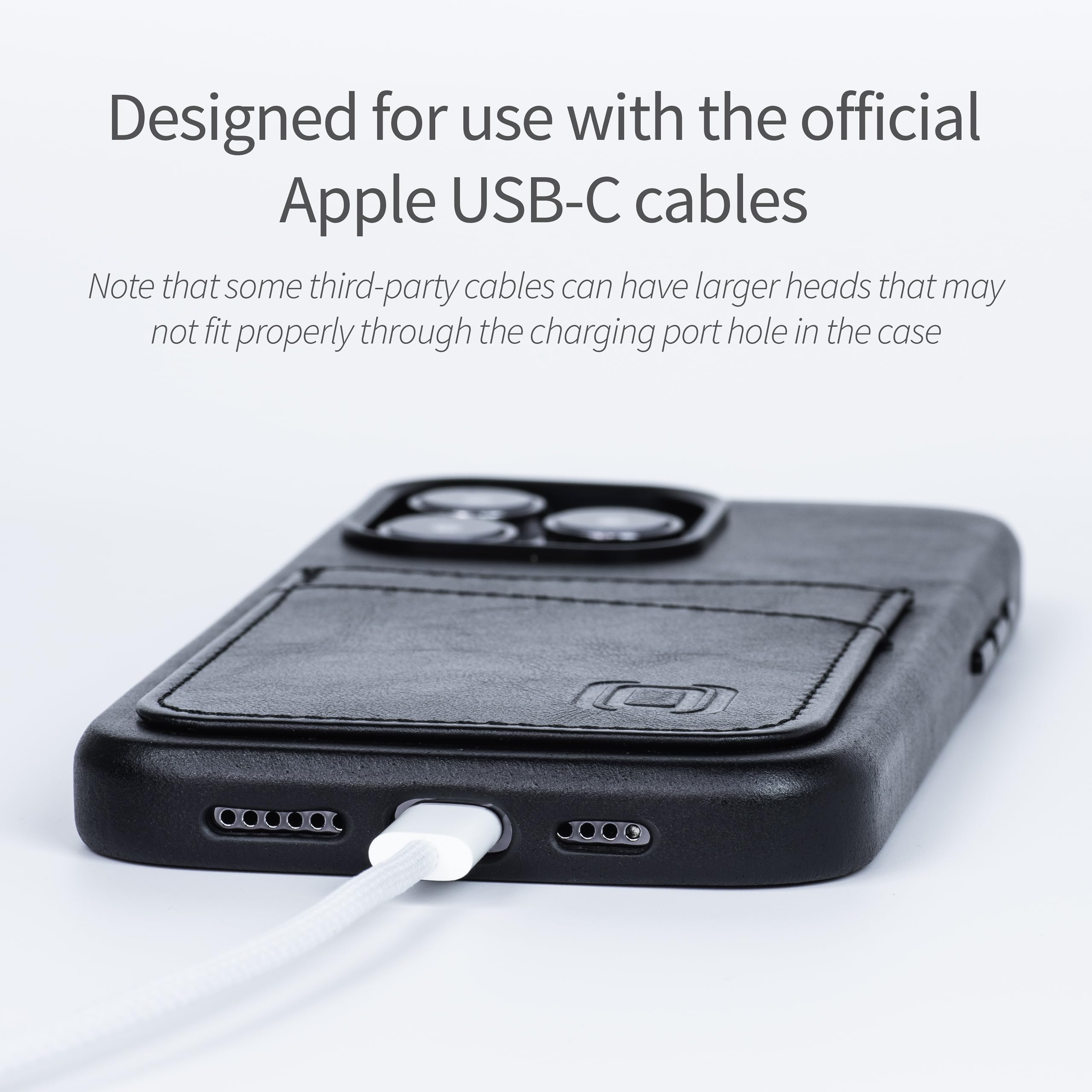 Dockem Funda para iPhone 15 Pro MAX de Cuero Genuino con Tarjetero Cartera, con Placa de Metal Incorporada para Montaje Magnético, 2 Bolsillos para Tarjetas de Crédito (Negro, M2GL)