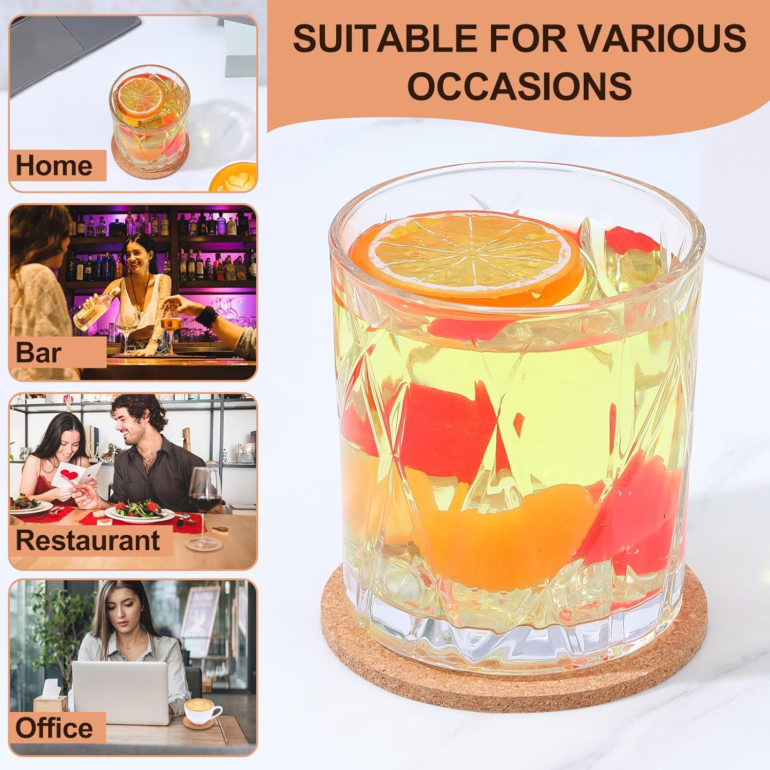 100-Pack Cork Coasters for Drinks, 3.5 Inch Absorbent Heat Resistant Drink Coasters Blank Reusable Non Slip Round Cork Coaster for Coffee Tee Cup DIY Crafts Bars Home Wine Glass Mug - Image 7