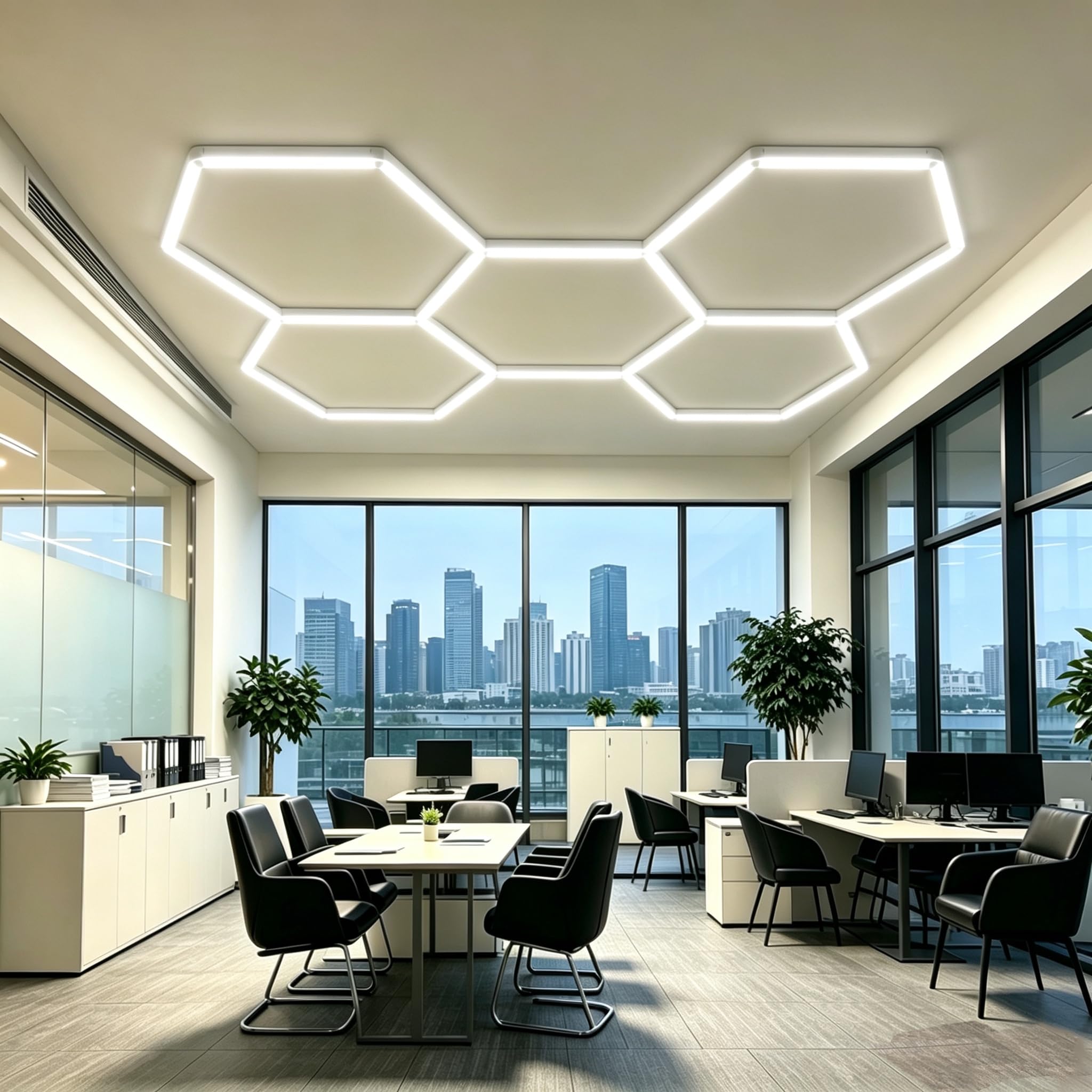TYXQFKDM Hexagon Garage Light: Higher Brightness Lumens LED Honeycomb Ceiling Light, 520W 6500K,Lighting for Garage, Werkstatt, Lager, Autogarage (5-Hole)