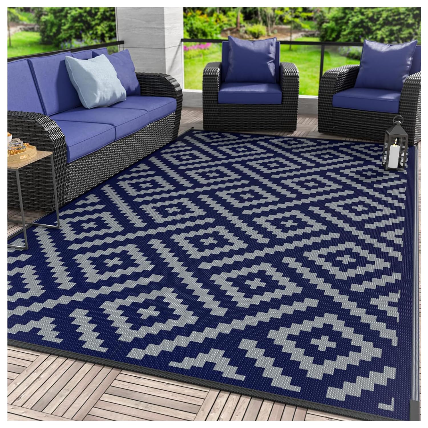 Lar Dywaniki outdoorowe, 160 x 230 cm, zmywalne, idealne do ogrodu, na plażę, kemping, łatwe czyszczenie, wodoodporna mata tarasowa, na zewnątrz, do salonu, tials