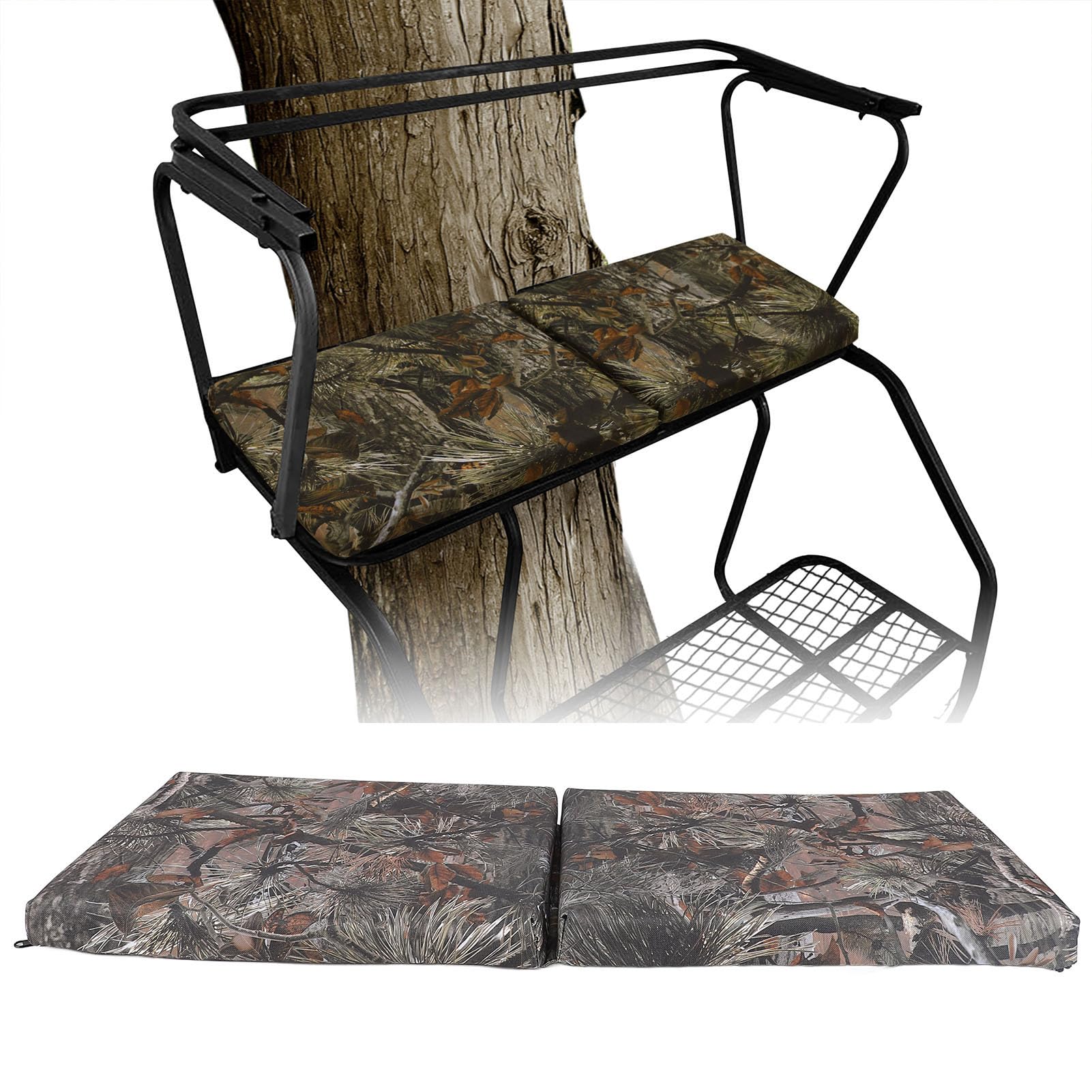 Pilipane Baumständer Sitzkissen Faltbare wasserdichte Tarnung Komfortable Dicke Polsterung im Freien Jagd Camping Kiefern Tarnung 600d Oxford Stoff 19oz