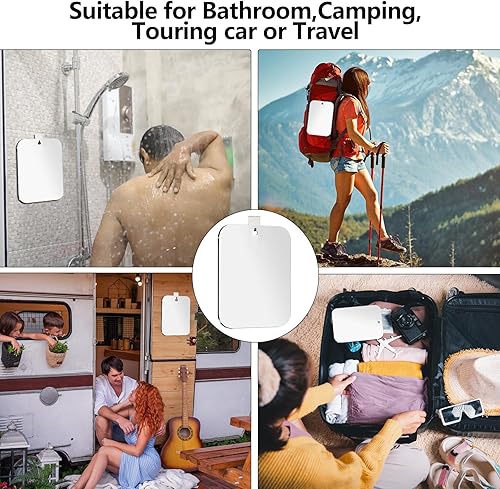 Miniatura 8 de Espejo de ducha inastillable para afeitarse con gancho (extra grande, 1 paquete de 8 x 10.5 pulgadas) 40% más barato que el original, espejo de