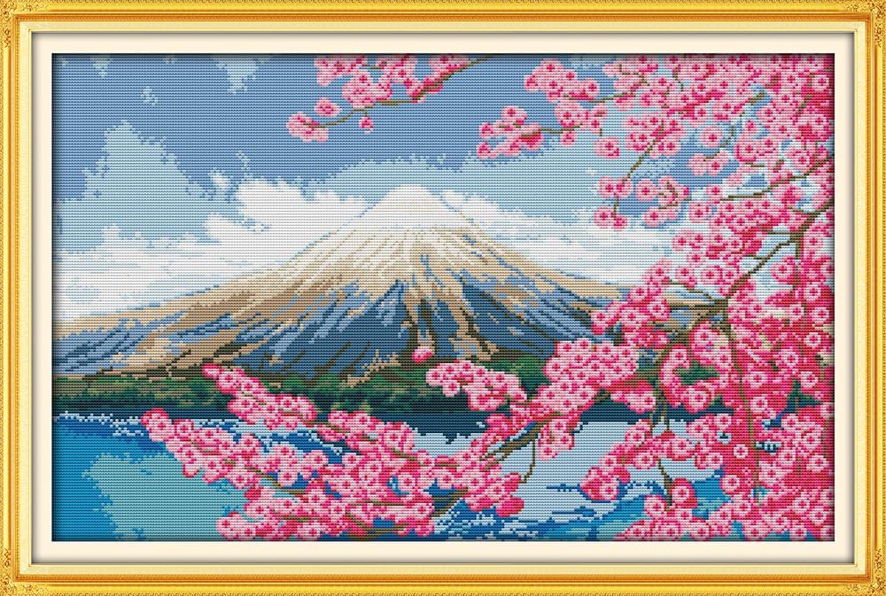 Chreey Scenery Series (2) - Mount Fuji Cross Stitch Fashion Crafts Home Art Decoration [59x40cm]