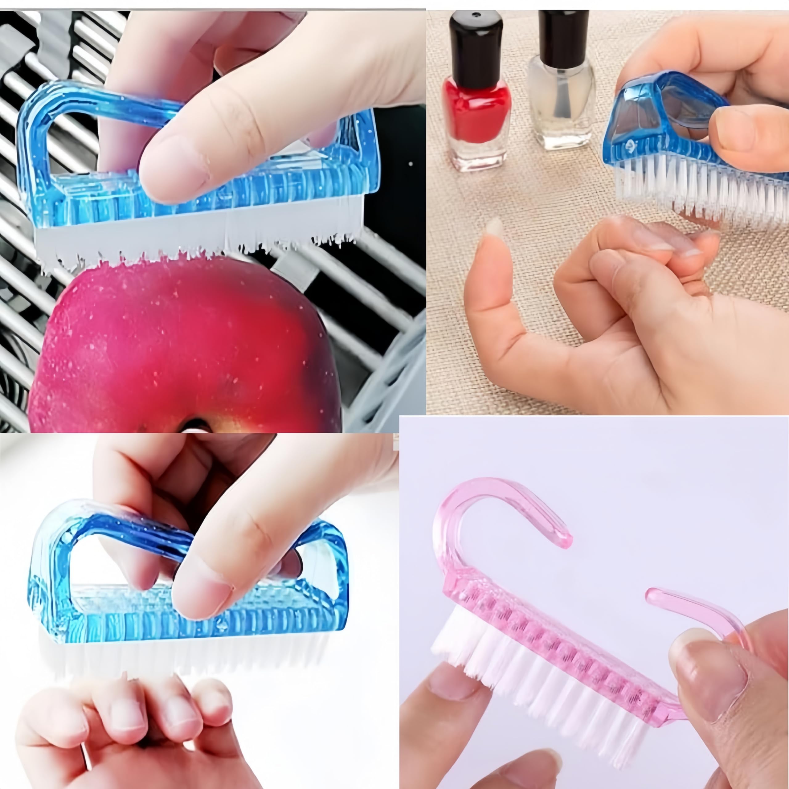 18 pezzi, spazzola per unghie per pulizia delle dita e delle unghie, spazzole, per pulire le unghie con manici, per uomini e donne, denti per animali domestici (3 colori)