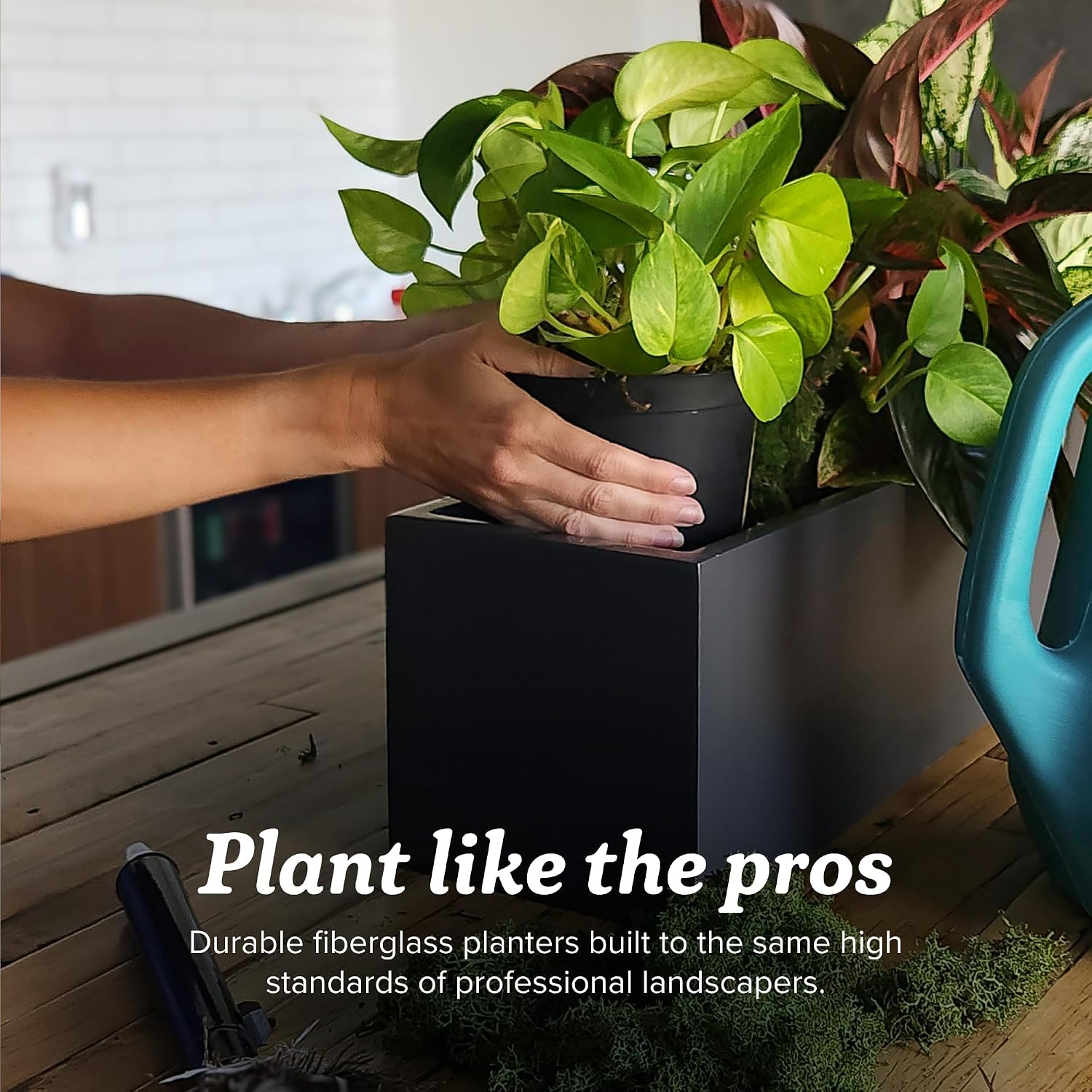 Greenline Nala Globe Planter - Indoor/Outdoor Large Fiberglass Lightweight Planter - 36" x 36" x 31" (Matte Charcoal)