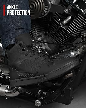 IRON JIA'S Motorcycle Shoes for Men, Anti-Slip Breathable Casual Motorcycle Riding Boots with Ankle Support, Shift Pad 10
