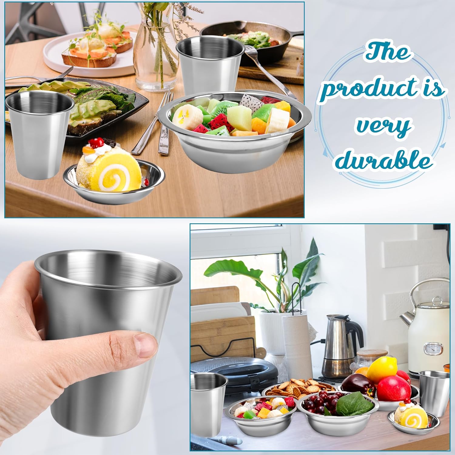 36 Pcs Stainless Steel Plates and Bowls Cups, Camping Mess Kits Camping Tableware Set Includes Dish Bowl Cups Stainless Steel Dinnerware for Camping Hiking Travel Picnic