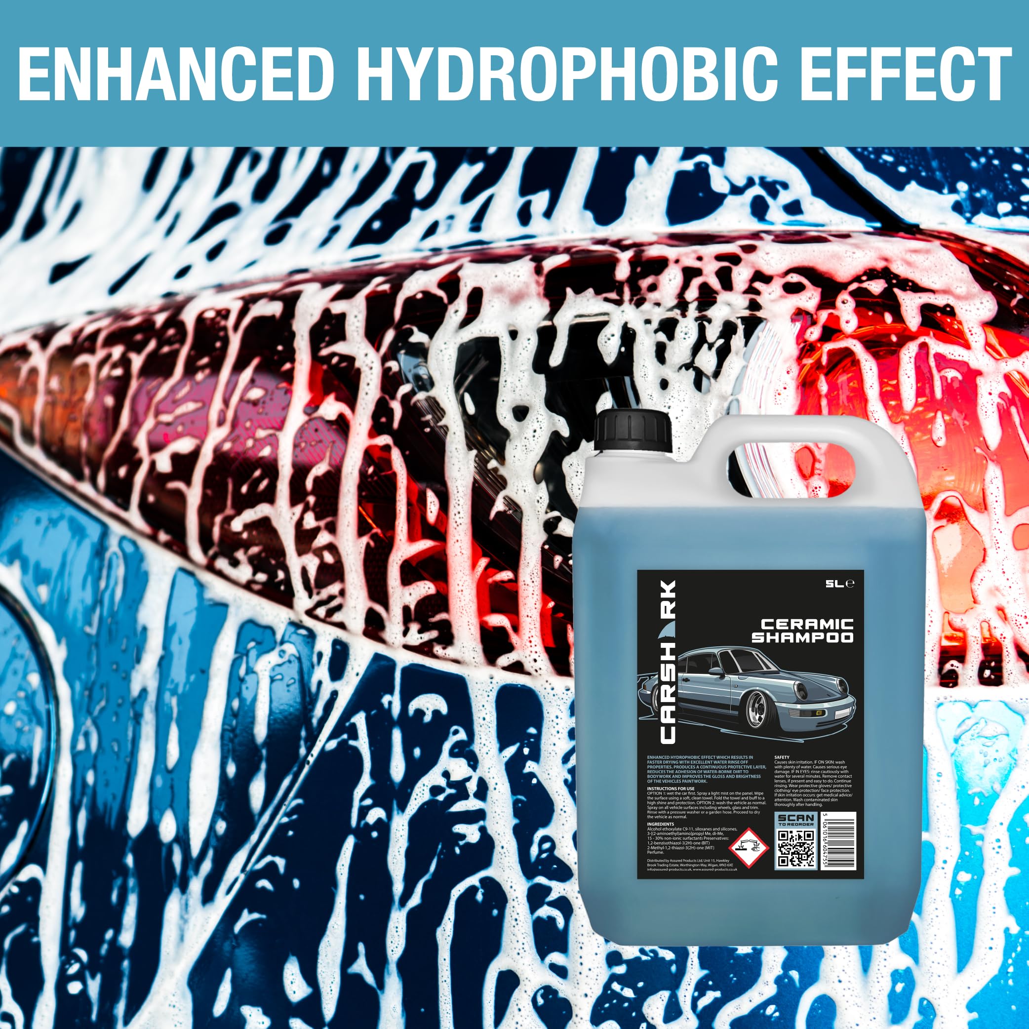 Ceramic Shampoo 5L – Keramik Auto Shampoo mit hydrophobem Effekt, Glanzverstärker Autoshampoo, wasserabweisende Fahrzeugwäsche für Lackpflege & Autoaufbereitung