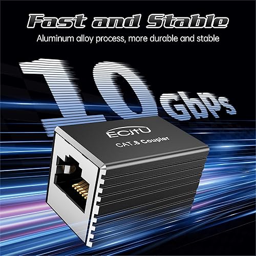 Miniatura 2 de Acoplador RJ45, paquete de 2 adaptadores Ethernet hembra a hembra, adaptador extensor de cable Ethernet, modular recto de 8 pines, conector de red