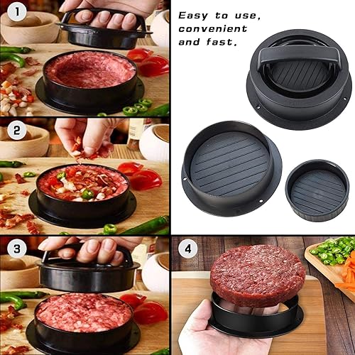 Miniatura 4 de ANXVERS Prensa de hamburguesas, máquina para hacer hamburguesas + papel de hamburguesa, prensa para tartas de mano, mini prensa para tartas, fácil