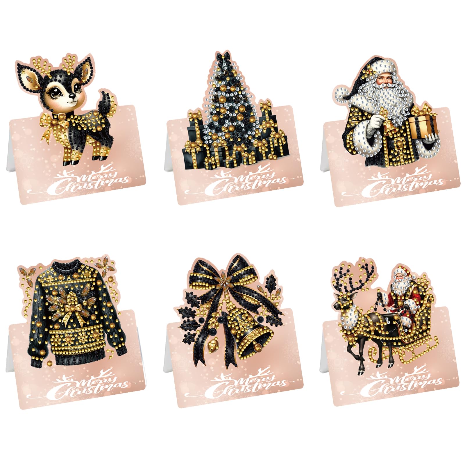 Diamond Art Christmas Cards 6 PCS with Envelopes Kit