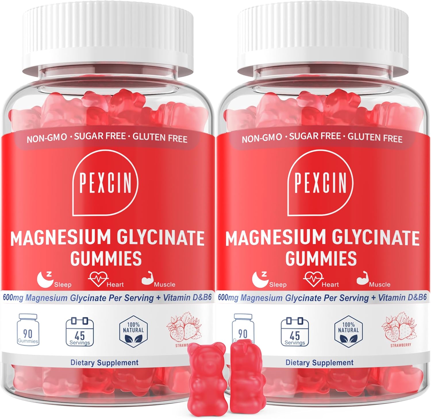 Magnesium Glycinate Gummies for Adults & Kids, 1000mg High Absorption Magnesium Complex Supplement, Sugar Free with Potassium,Vitamins for Calm, Sleep Supprt, Stress Relief, 180 Counts, Strawberry