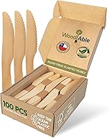 Vista 13 de Juego de cubiertos de madera desechables – 100% compostable para el hogar – Mezcla 300 (120 tenedores, 120 cucharas y 80 cuchillos) 6.5