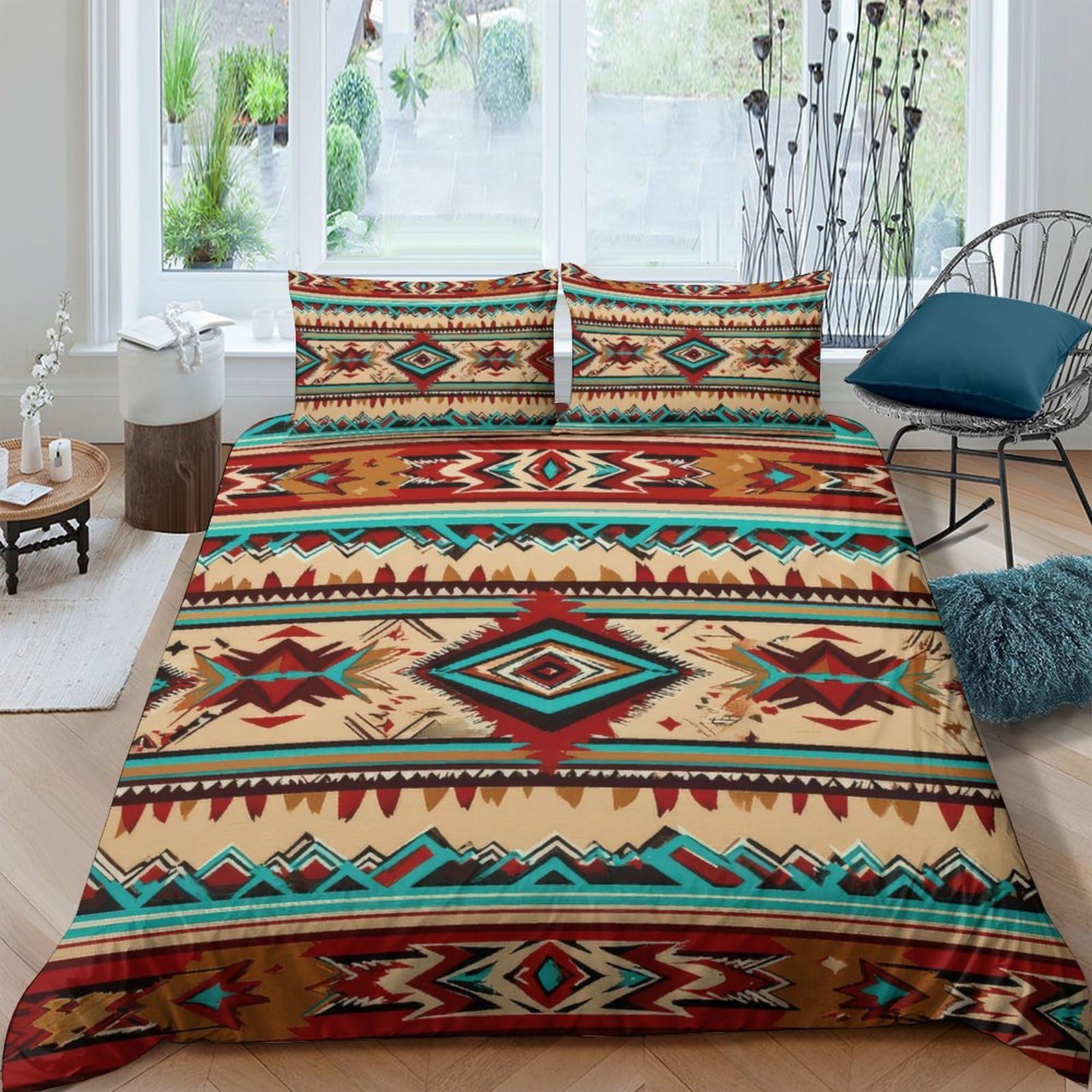 Ctjqhvkz Style-1 3D Printed Aztec Tribal Fitted Sheet Microfiber Soft Ethnic Geometric Bed Cover For Bedroom Dorm Mattress Decor Single（135X200cm）