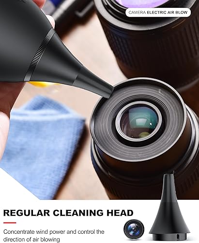 Miniatura 5 de LYNCA Soplador de aire electrónico portátil recargable, plumero de aire eléctrico, plumeros de aire inalámbricos, compatible con cámara, lente, kit