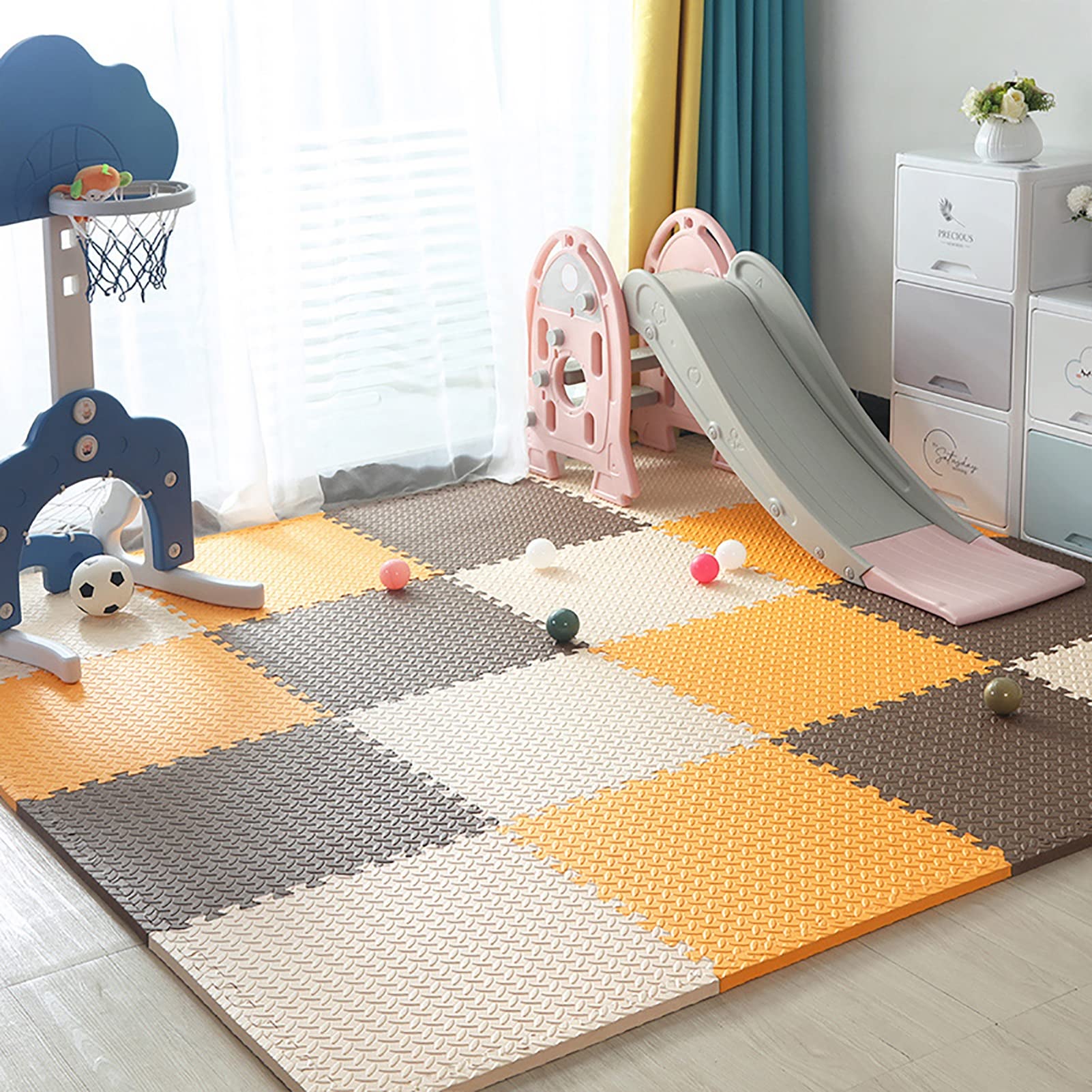 Alfombra De Suelo De Espuma para Bebés,Alfombra Bebe Gateo,Alfombra Puzzle Bebe 60 X 60 X 2,5 Cm Alfombra De Juego De Espuma Suave para Bebés, Niños,R,6Pcs