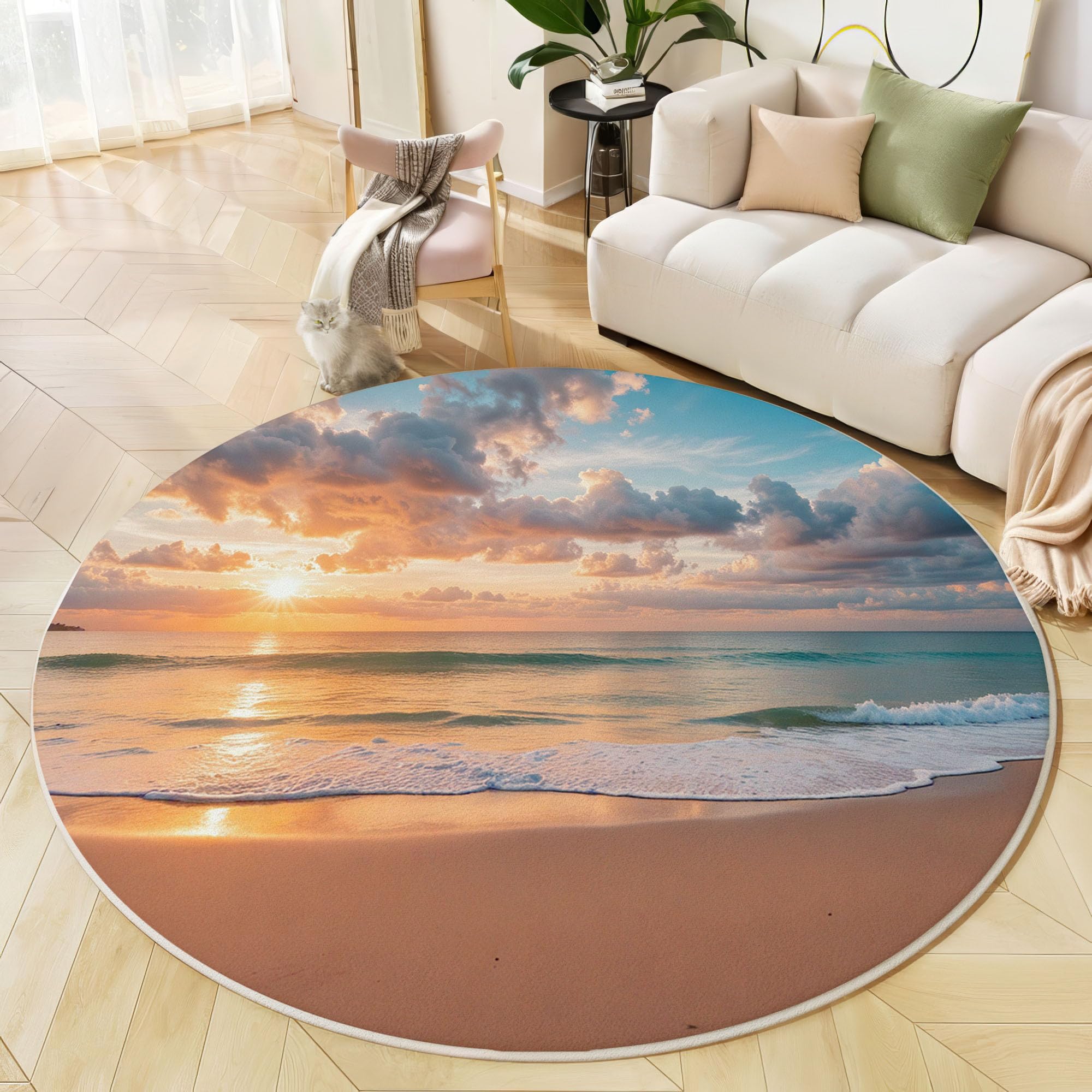 Tapis de sol moelleux lavable pour réchauffer un salon carrelé sans glisser