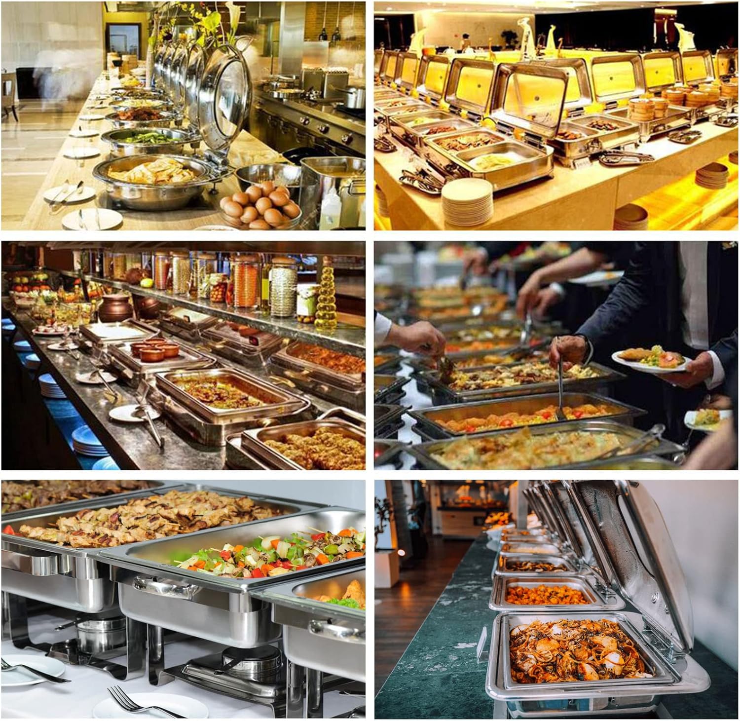 Chafing Dish Set 6L Oval, 2 Pack Full Size Stainless Steel Buffet Warmer Tray - Food Pan, Water Pan, Fuel Holders - for Caterings, Parties, Weddings,5 Pack