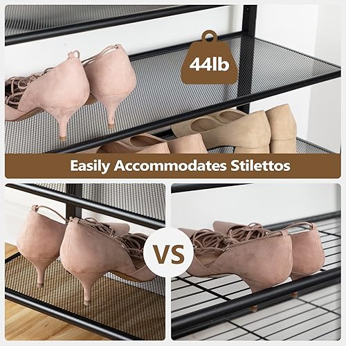 Miniatura 6 de Zapatero de 10 niveles, organizador de zapatos para entrada, estante de zapatos de gran capacidad, para 36-40 pares de zapatos, estable y