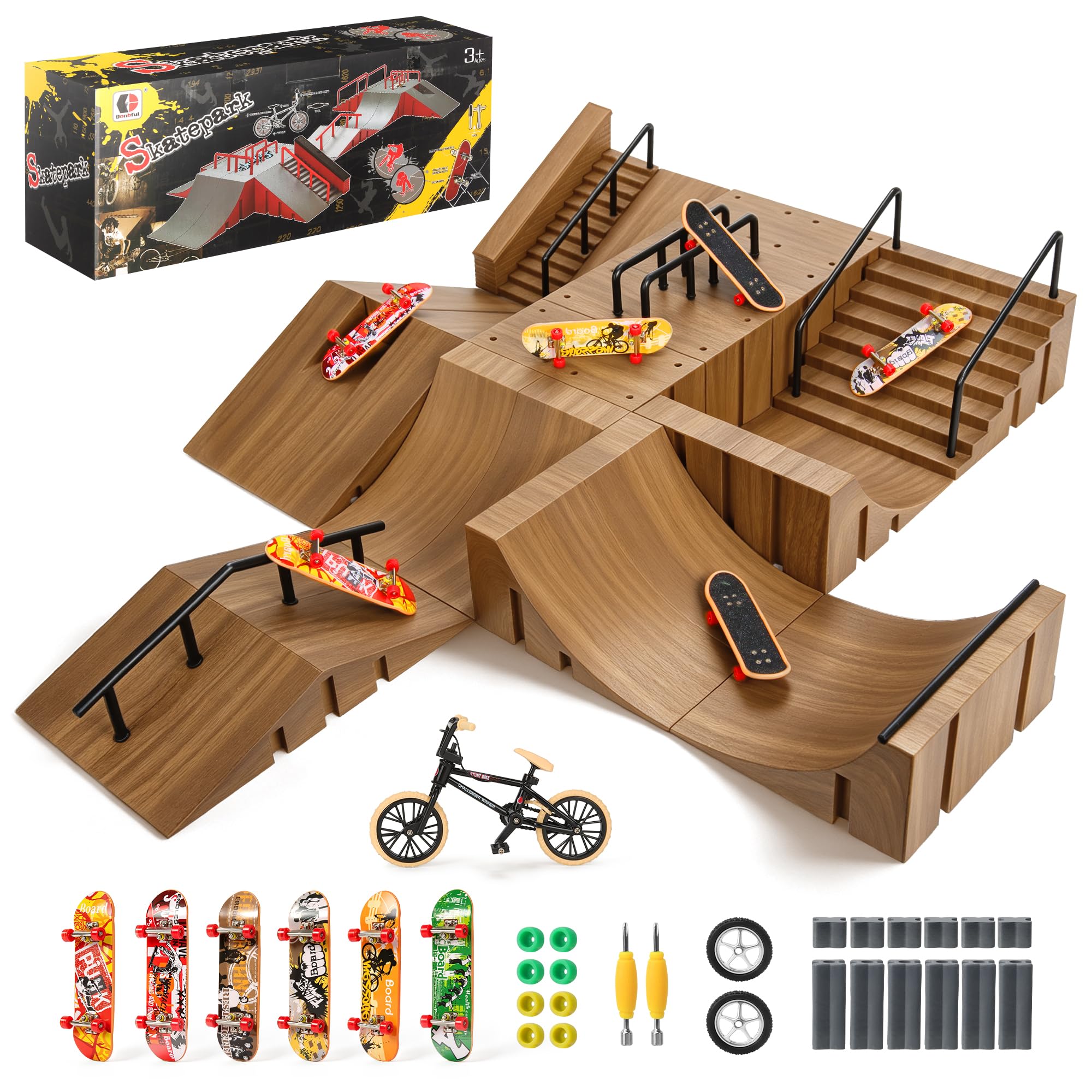 Tlater Finger Skateboard Park Kit for Children DIY Mini Skate Park Toy