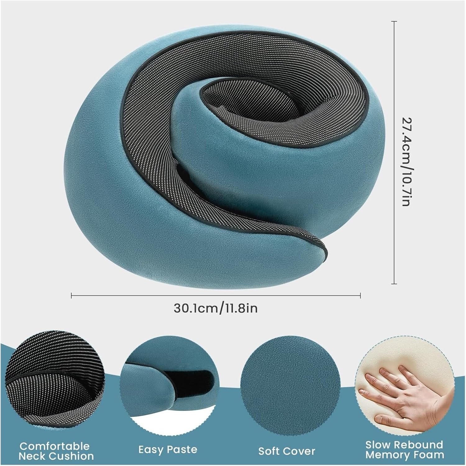 Neck Pillow, Travel Pillow uses Memory Foam to Support Neck Comfort, Ideal Companion Airplane and car Travel, Compact, Convenient, and Versatile Airplane Sleep Pillow(Light Blue)(12 Packs)
