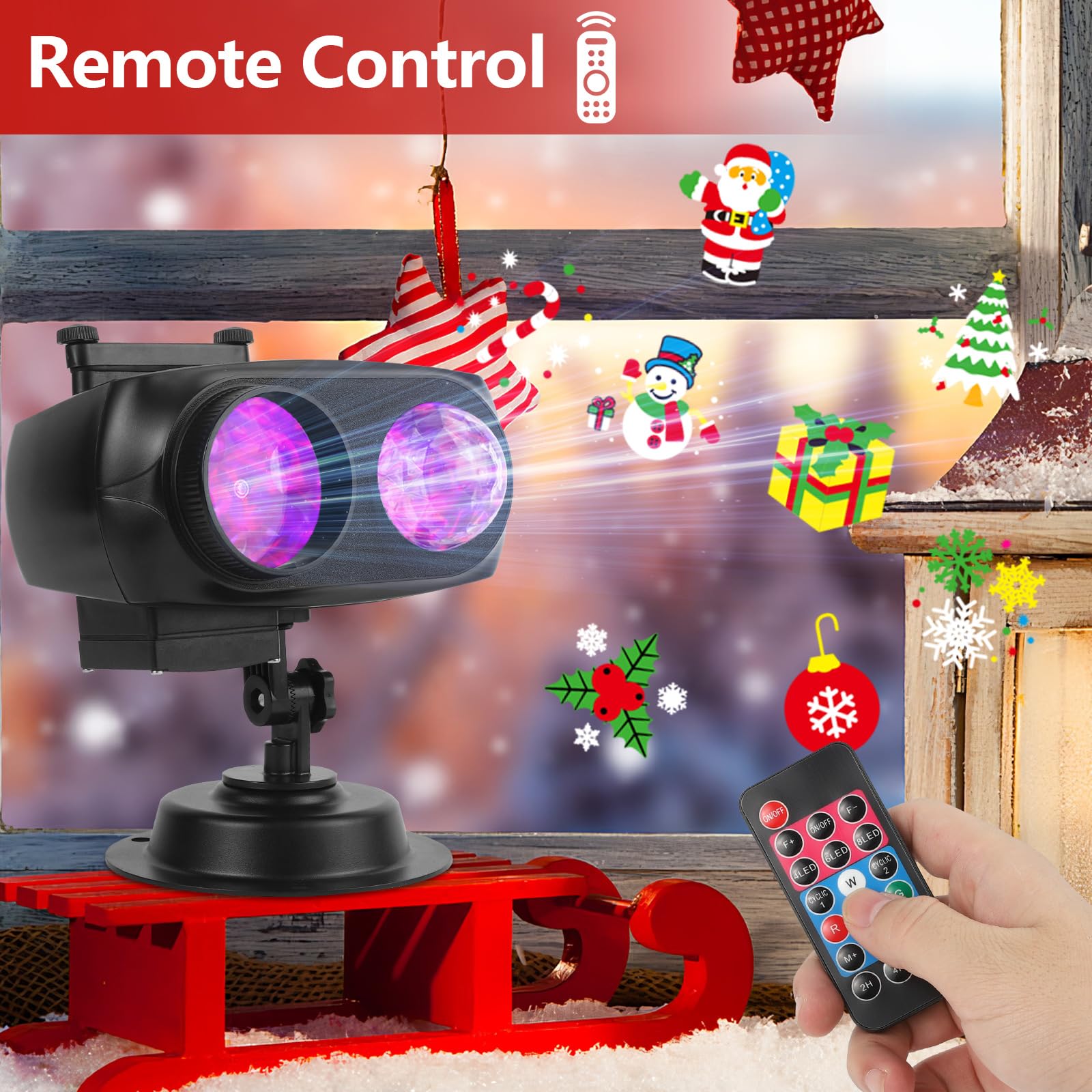Diealles Shine Proyector Navidad Halloween, Proyector Luces Navidad Exterior y Interior, LED Proyector Copos de Nieve Lámpara de Proyección Navidad con Control Remoto