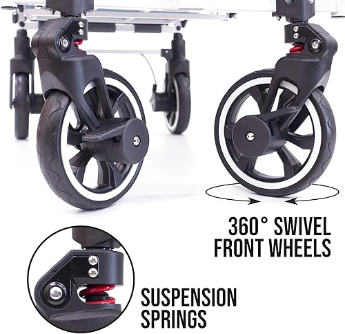 Miniatura 6 de Carro creativo al aire libre para niños, cochecito plegable con dosel, carrito plegable para playa, parque, jardín (verde azulado y gris)