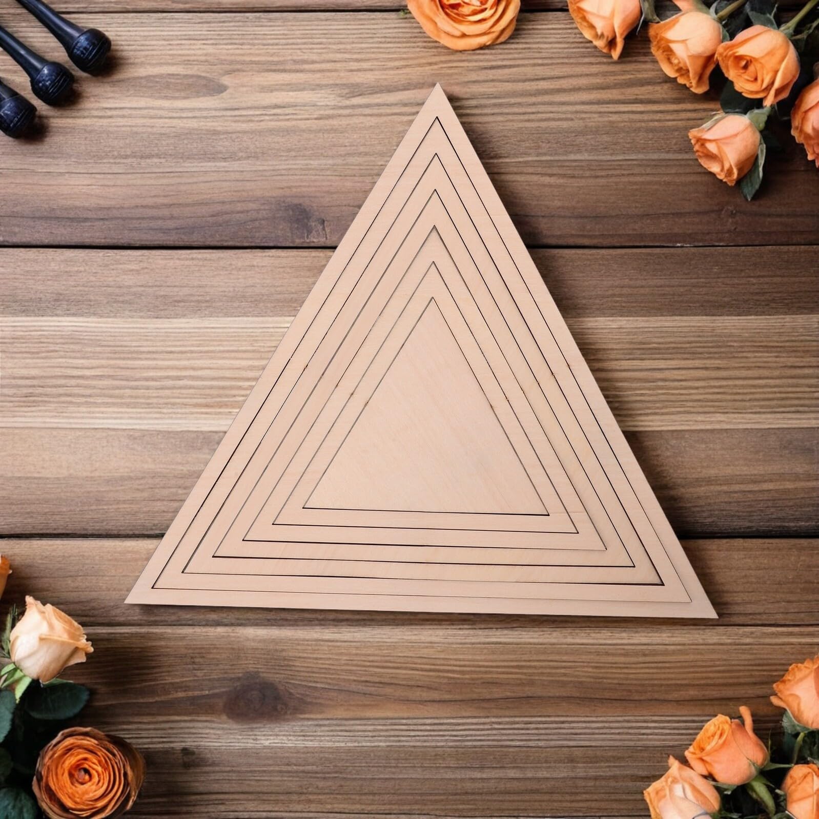 Healifty Juego de Moldes para Cerámica de Barro Herramientas Geométricas de Madera para Modelar Kit de Moldes Triangulares Concéntricos 6 Piezas 14-35 CM para Bricolaje y Proyectos