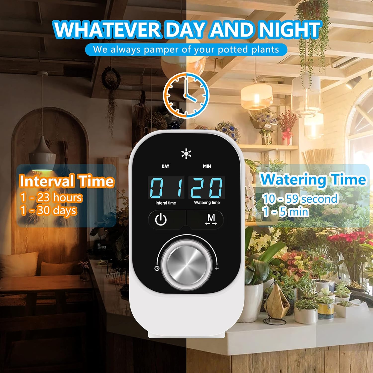 NEWMETO Plant Waterer drip Irrigation System, Automatic Watering System for Potted Plants, Power Pump self Watering with 30-Day Digital Programmable Water Timer for Indoor and Vacation Plant Watering : Patio, Lawn & Garden
