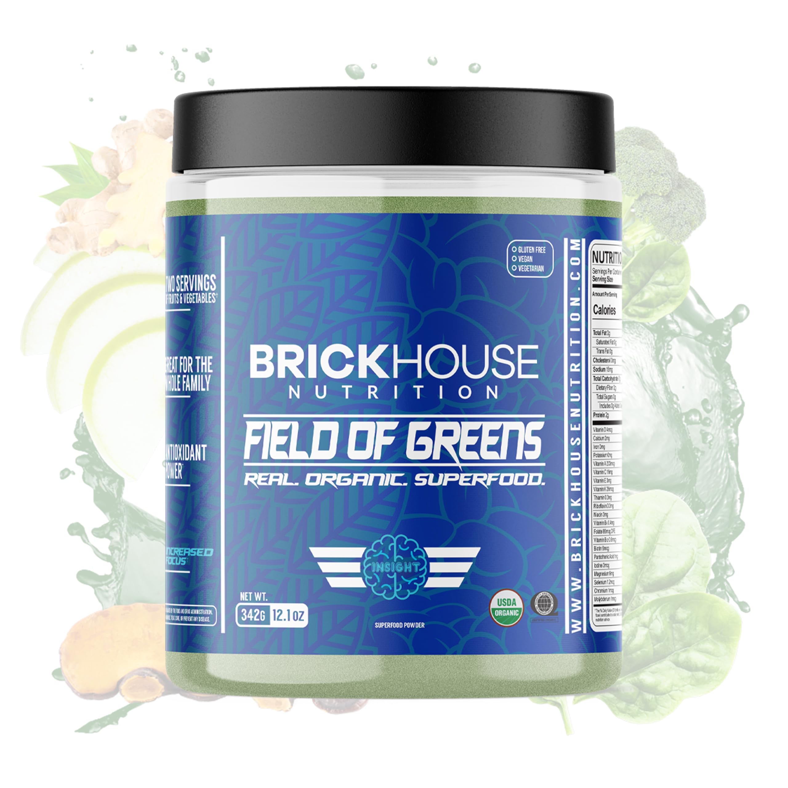 BRICKHOUSE NUTRITION Field of Greens Super Greens Powder | Doctor-Formulated Superfood Powder, Fruits & Veggies Supplement - Original (Single Pack) — Amazon image 15