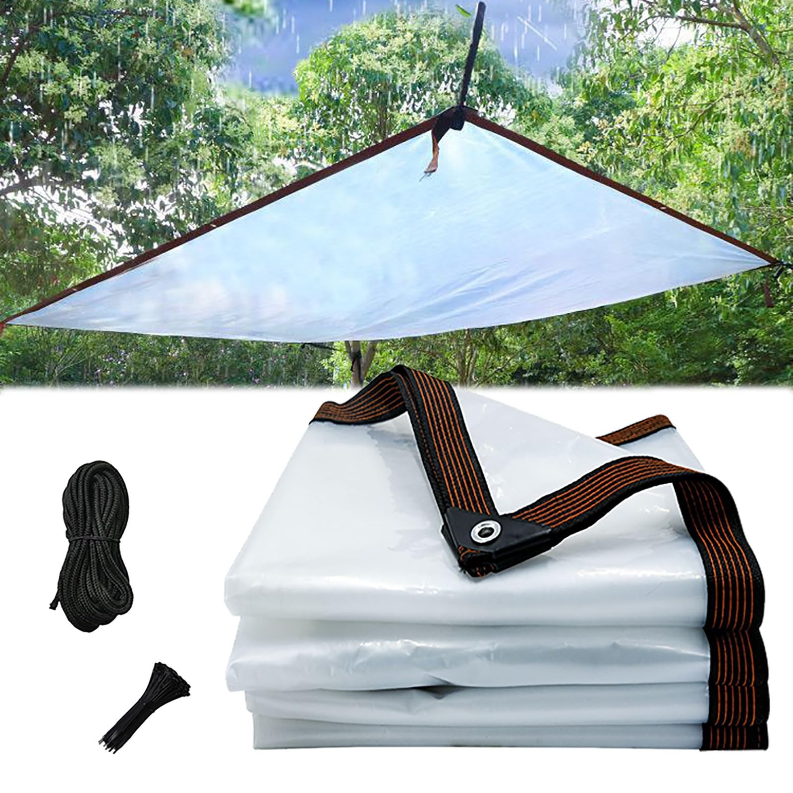 GLDYTVF Clear Waterproof Tarpaulin with Eyelets Anti-Aging Soft Tarp Reinforced Edge Windproof 4.0m x 12m Ideal for Patios Gardens Nurseries - Heavy Duty PE Tarps