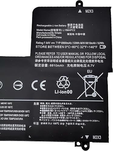 Miniatura 3 de Fully. Nueva L15M4PC2 L15L4PC2 - Batería de repuesto para laptop compatible con Lenovo Yoga 710-14ISK 710-14IKB 710-15IKB 710-15ISK Yoga 710-11