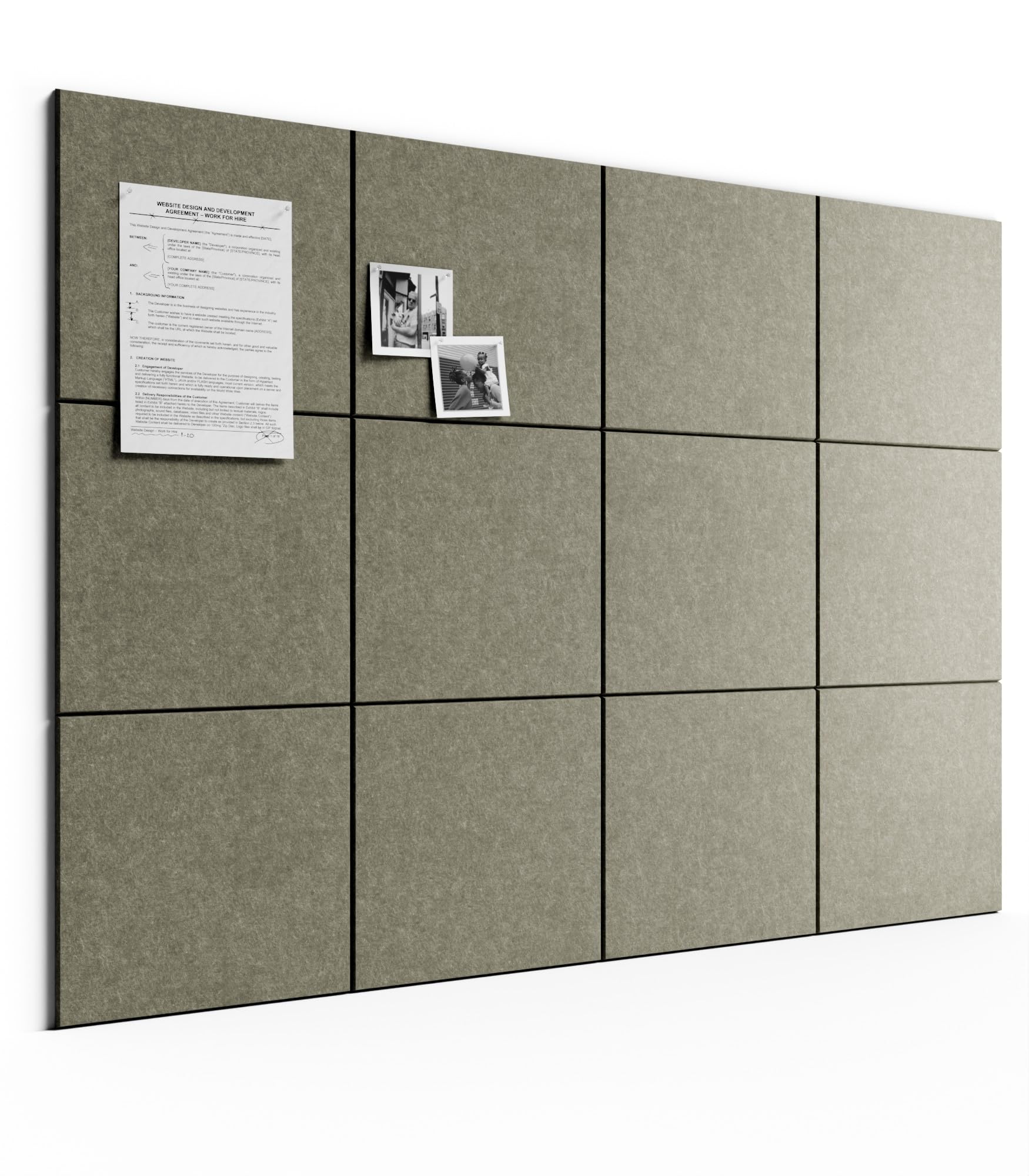 Bumusty Large Cork Board Alternative47 x35 Felt Bulletin Board Tiles, with 30 Pushpins, 70 Adhesive Tabs, 12Pack Slat Wall Paneling, Cork Boards for Office Push Pin Board Felt Board-Heavy Brown — image 1