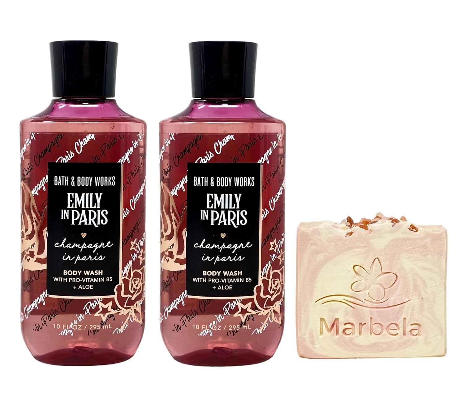 Bath & Body Works Emily In Paris Champagne In Paris 2 Pack Body Wash Bundle with a Himalayan Salts Springs Bar Soap - Full Size