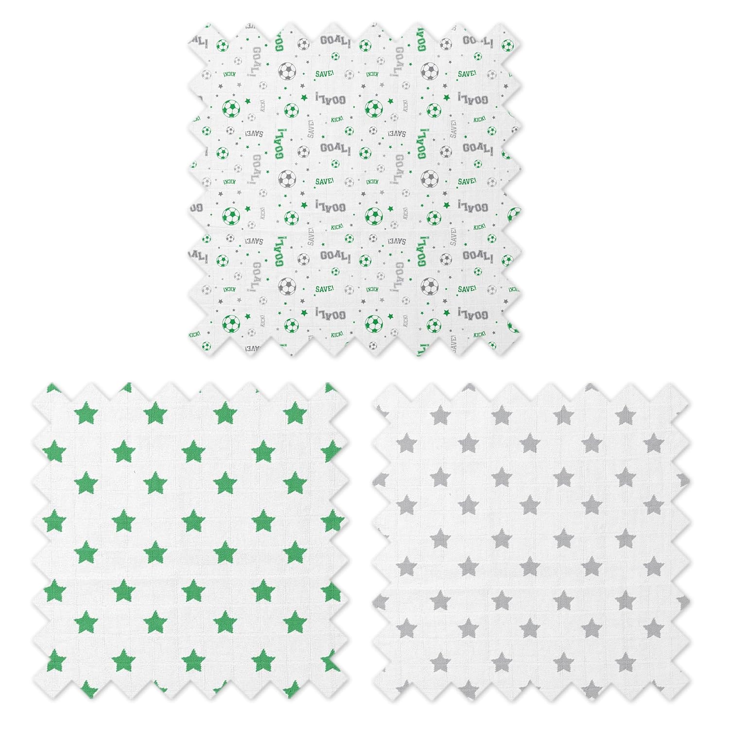 Bacati Soccerball Green/Grey Muslin Quilted Changing Pad Cover