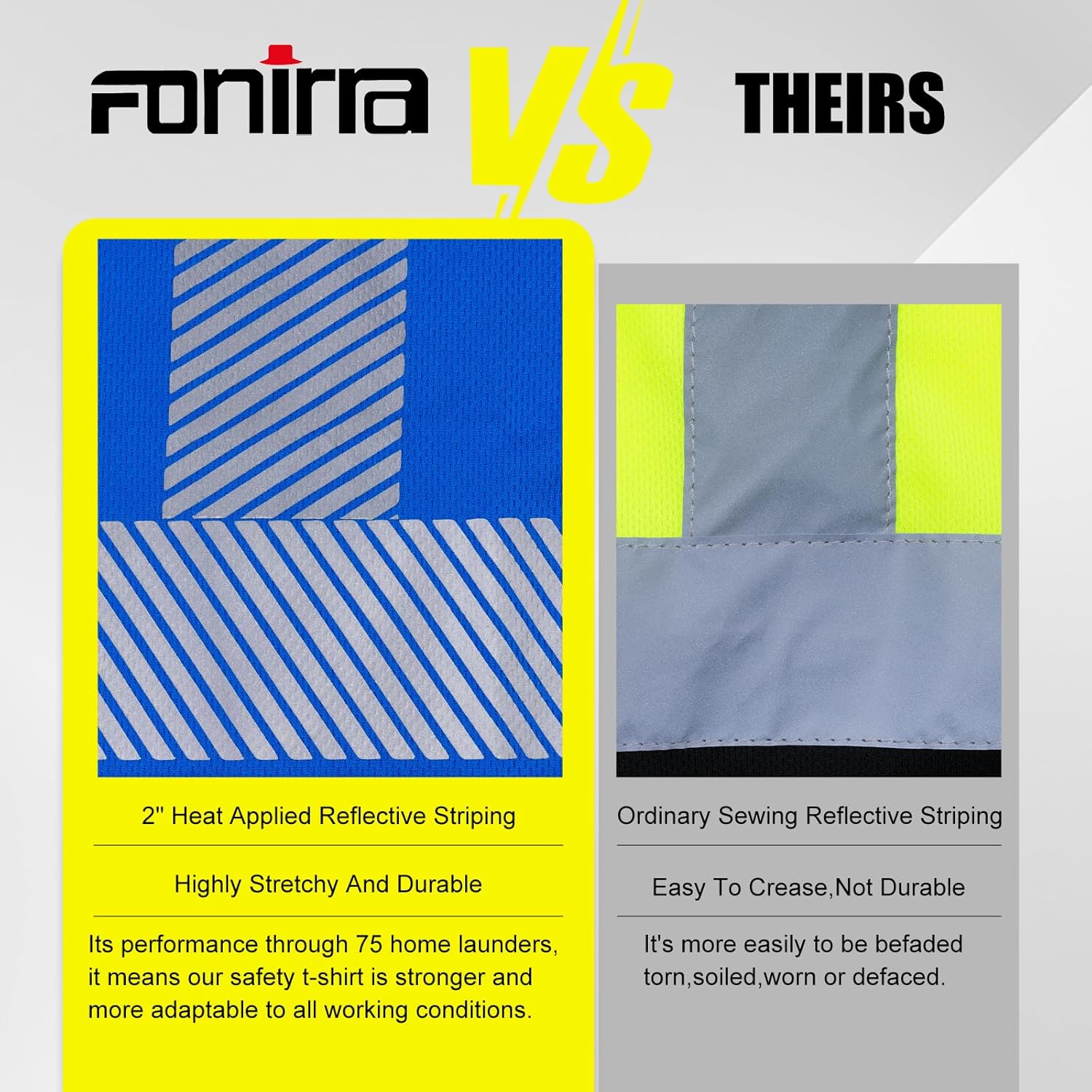 FONIRRA Safety Reflective High Visibility Long Sleeve T Shirts with Hood for Men Construction Work ANSI Class 3 - Image 5