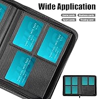 Vista 5 de Carpeta de Tarjetas de 4 Bolsillos con Cremallera, Libro Portatarjetas de 288 Bolsillos, Carpeta con Cremallera de Cubierta de PU Premium, Carpeta