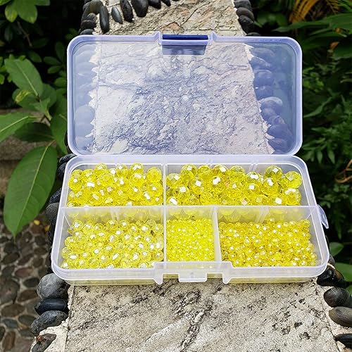 Miniatura 2 de Cuentas de vidrio Rondelle amarillas de 0.394 a 0.394 pulgadas para hacer joyas, color AB, 710 piezas de cuentas espaciadoras de crytal facetadas,