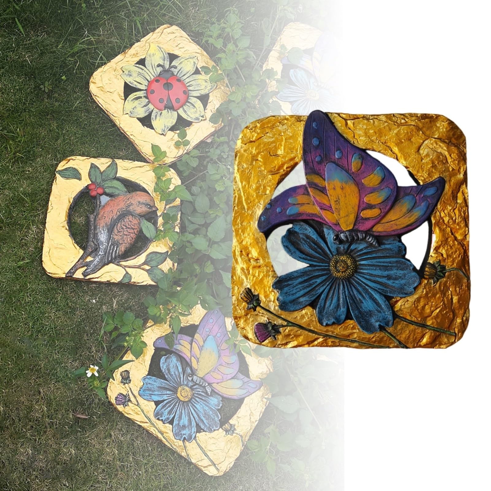Kamienie ogrodowe ze wzorem motyli i chrząszczy ptaków, przestrzenne, puste ścieżki, dekoracje krajobrazowe(Butterfly)