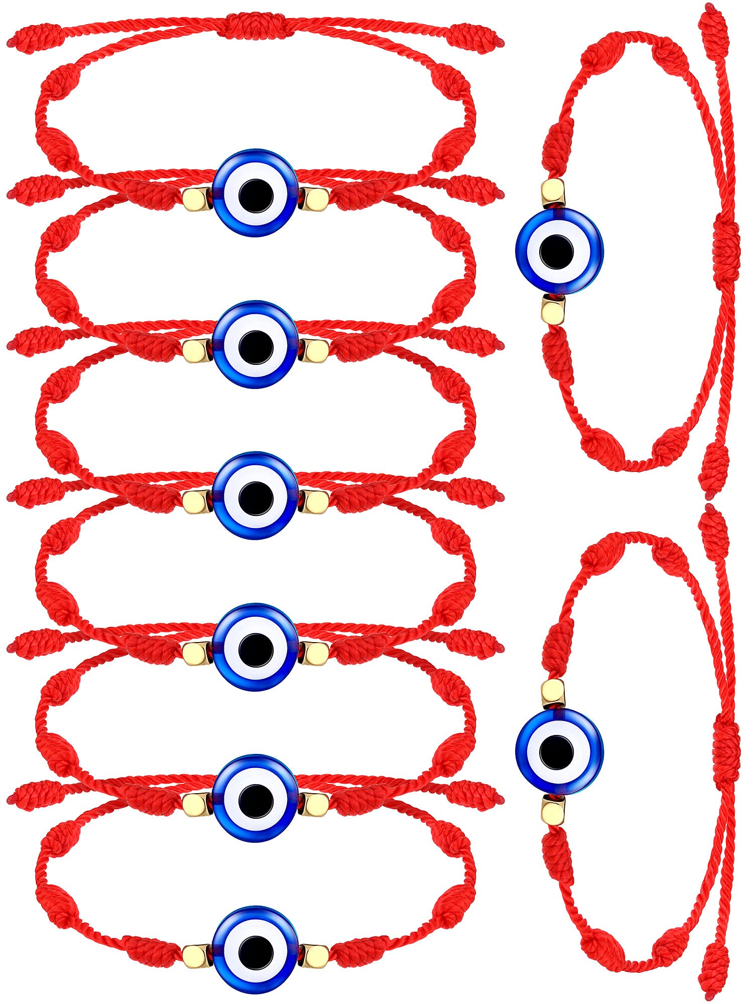 Hicarer 12 Pieces Evil Eye Braided Bracelets Adjustable Kabbalah Bracelets Handmade Braided Cord Protection Bracelets Lucky Friendship Bracelets