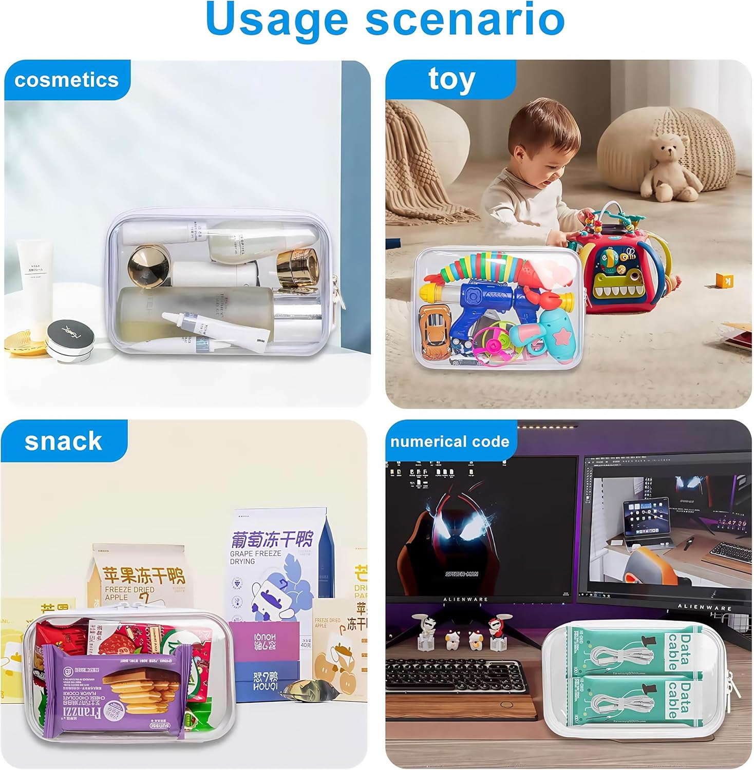 6 Pack Clear Hard Shell Zipper Case,See-Through Hard Plastic Organizer Pouches with Zipper,Clear Travel Makeup Case,Transparent Zippered Pouches for Travel,Toiletries, Makeup,Crush-Resistant Storage - Image 2