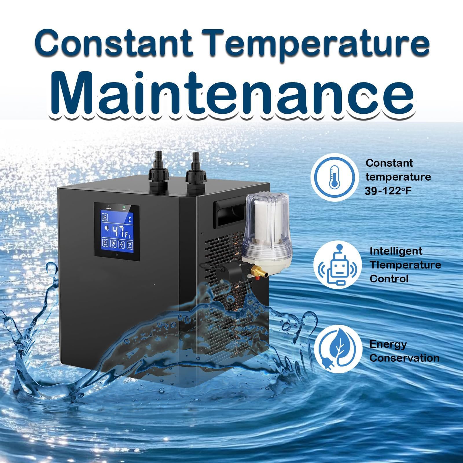 Enfriador de inmersión en frío para bañeras de hielo, sistema de refrigeración de agua de 1/3 HP con filtro y bomba para recuperación del hogar, circulación fiable de agua fría