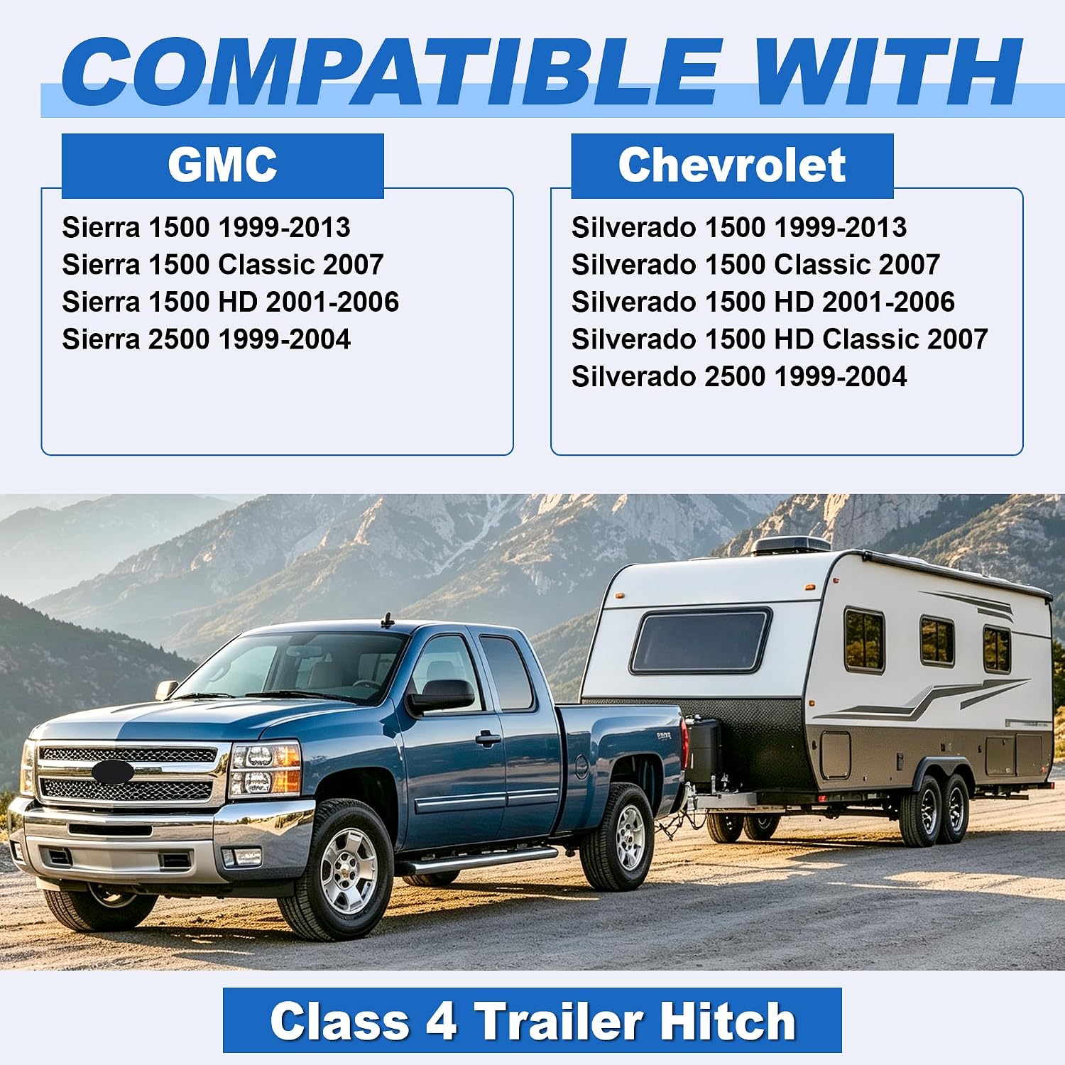 Class 4 Trailer Hitch 2" Receiver Fits 1999-2013 Chevy Silverado/GMC Sierra